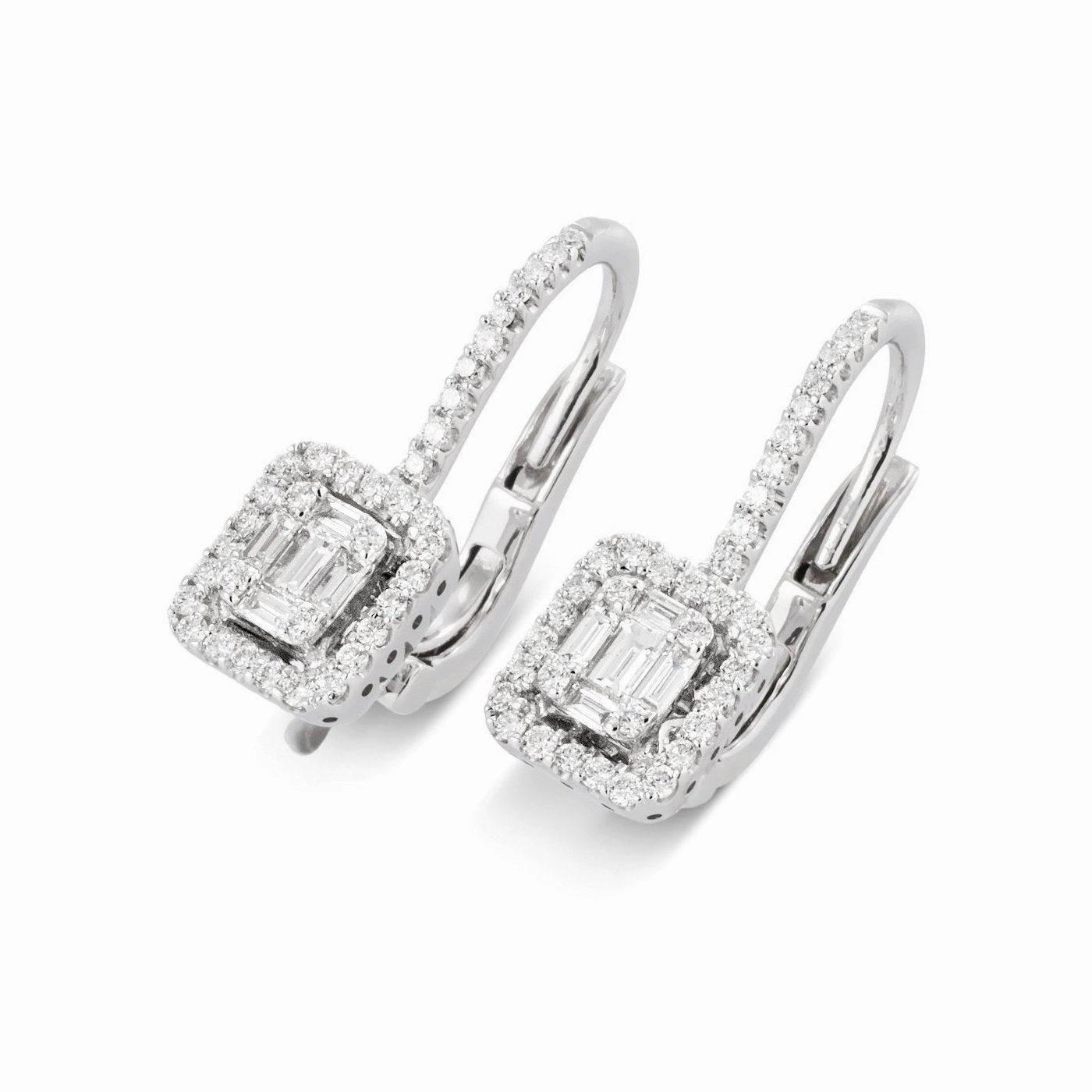 Ponte Vecchio Benvenuto 18ct White Gold 0.59ct Diamond Cluster Drop Earrings