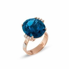 Ponte Vecchio Blue Moon 18ct Rose Gold 13.73ct Blue Spinel Diamond Round Cut Ring