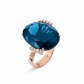 Ponte Vecchio Blue Moon 18ct Rose Gold 29.07ct Blue Spinel Diamond Oval Cut Ring
