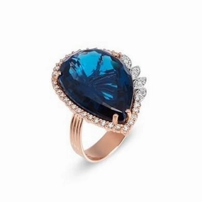Ponte Vecchio Blue Moon 18ct White Gold 28.57ct Blue Spinel Diamond Pear Cut Ring