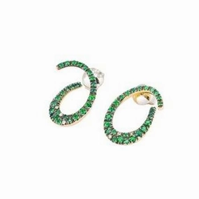 Ponte Vecchio Botticelli 18ct Yellow Gold 0.63ct Emerald Diamond Swirl Earrings