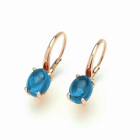 Ponte Vecchio Gioia 18ct Rose Gold 2.70ct London Topaz Oval Drop Earrings