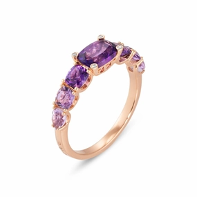 Ponte Vecchio Iris 18ct Rose Gold 2.00ct Amethyst Diamond Ring