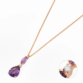 Ponte Vecchio Iris 18ct Rose Gold 2.03ct Amethyst Diamond Necklace