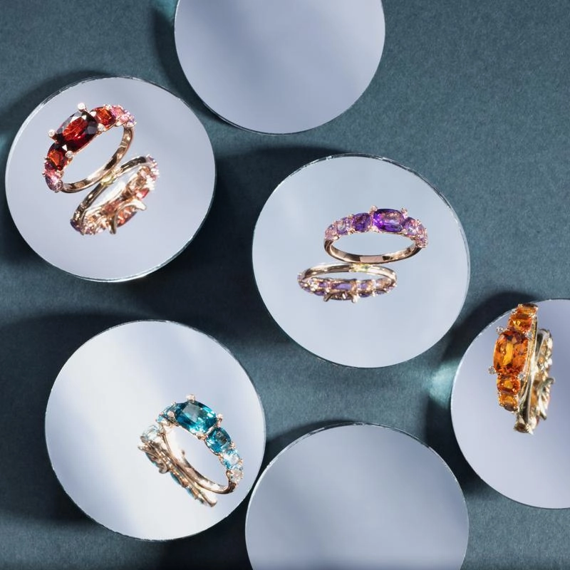 Ponte Vecchio Iris 18ct Rose Gold 2.50ct Blue Topaz Diamond Ring