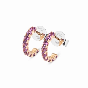 Ponte Vecchio Iris 18ct Rose Gold Amethyst Hoop Earrings