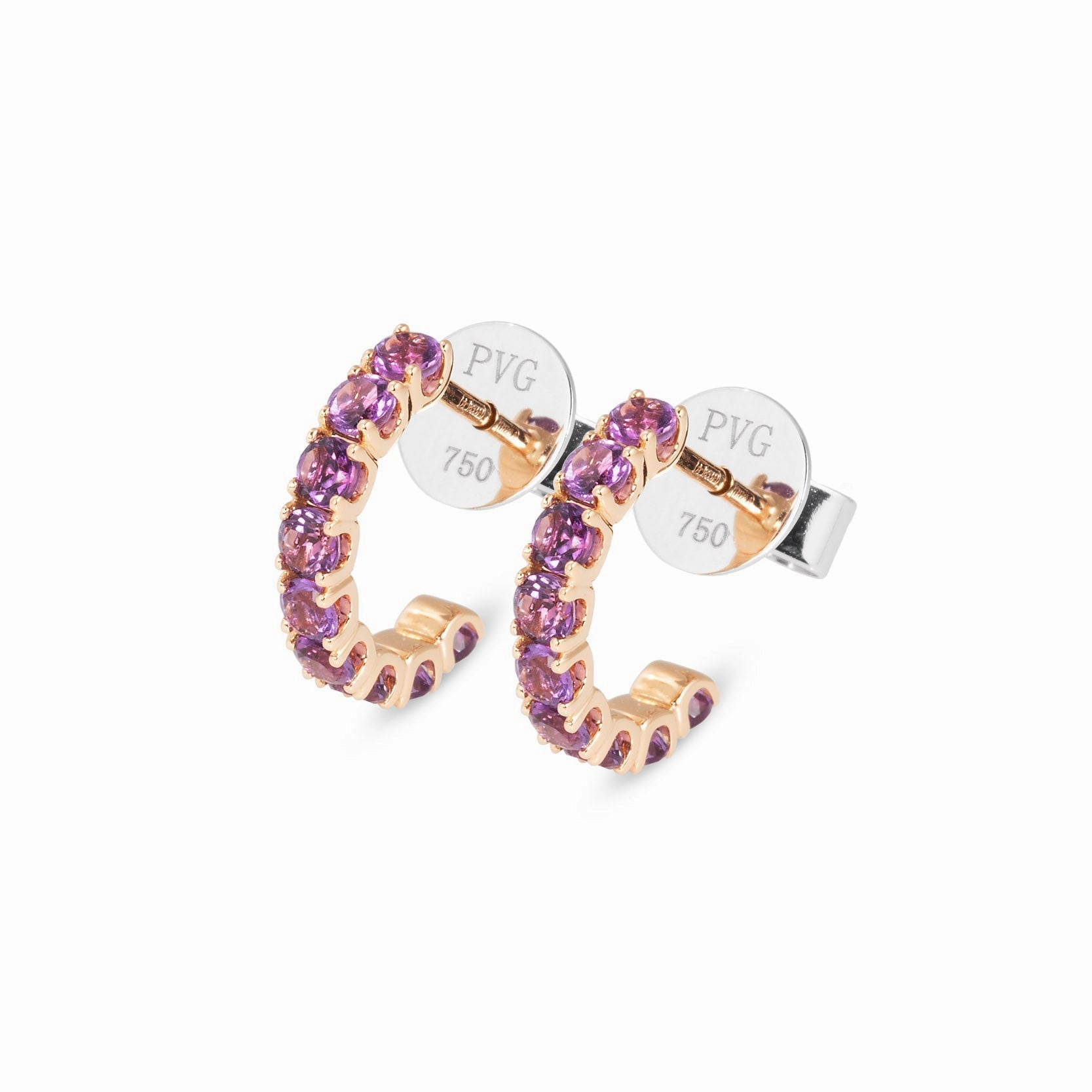 Ponte Vecchio Iris 18ct Rose Gold Amethyst Hoop Earrings