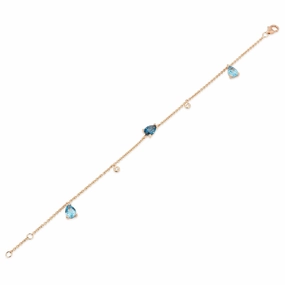 Ponte Vecchio Iris 18ct Rose Gold Blue Topaz Diamond Chain Bracelet