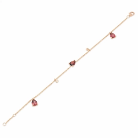 Ponte Vecchio Iris 18ct Rose Gold Garnet Tourmaline Diamond Chain Bracelet
