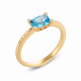 Ponte Vecchio Iris 18ct Yellow Gold 1.03ct Blue Topaz Diamond Ring