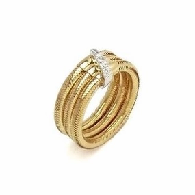 Ponte Vecchio Nobile 18ct Yellow Gold 0.07ct Diamond Triple Row Ring