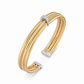 Ponte Vecchio Nobile 18ct Yellow Gold 0.12ct Diamond Three Row Bangle
