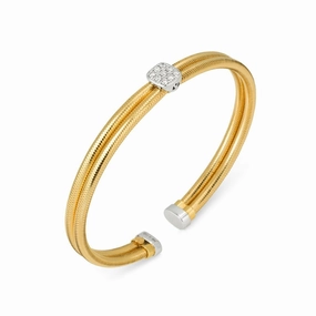 Ponte Vecchio Nobile 18ct Yellow Gold 0.17ct Diamond Two Row Bangle
