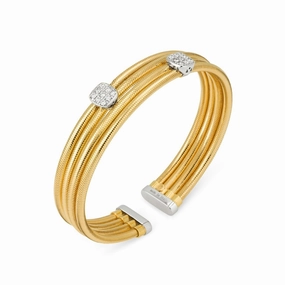 Ponte Vecchio Nobile 18ct Yellow Gold 0.32ct Diamond Cluster Bangle
