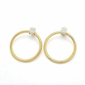 Ponte Vecchio Nobile 18ct Yellow Gold 0.32ct Diamond Hoop Drop Earrings
