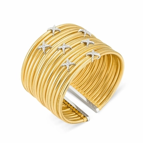 Ponte Vecchio Nobile 18ct Yellow Gold 0.51ct Diamond Crossover Cuff Bangle