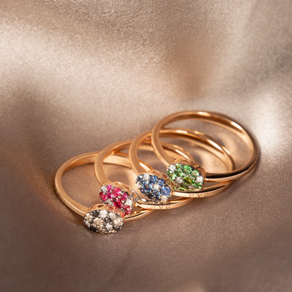 Ponte Vecchio Pitti 18ct Rose Gold 0.15ct Sapphire Diamond Oval Ring