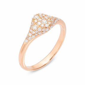 Ponte Vecchio Pitti 18ct Rose Gold 0.48ct Diamond Encrusted Small Signet Ring