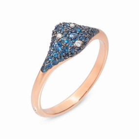 Ponte Vecchio Pitti 18ct Rose Gold 0.64ct Sapphire Diamond Encrusted Small Signet Ring