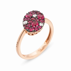 Ponte Vecchio Pitti 18ct Rose Gold 0.97ct Ruby Diamond Oval Ring