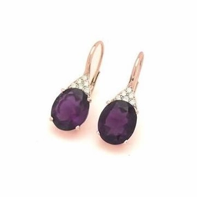 Ponte Vecchio Signoria 18ct Rose Gold 6.60ct Amethyst Diamond Drop Earrings