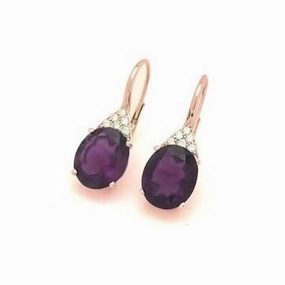 Ponte Vecchio Signoria 18ct Rose Gold 6.60ct Amethyst Diamond Drop Earrings