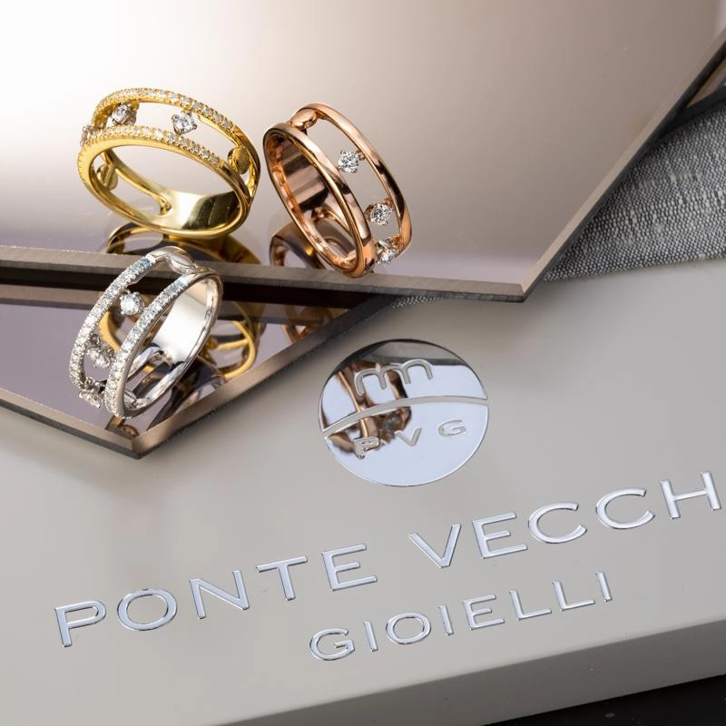 Ponte Vecchio Sirio 18ct Rose Gold 0.15ct Diamond Double Band Open Ring