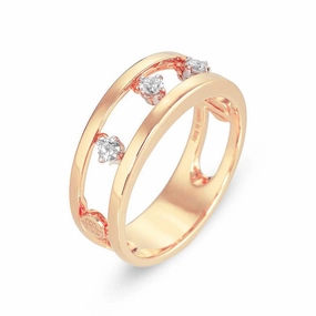 Ponte Vecchio Sirio 18ct Rose Gold 0.15ct Diamond Double Band Open Ring