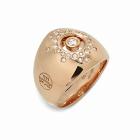 Ponte Vecchio Vega 18ct Rose Gold 0.28ct Diamond Broad Domed Ring