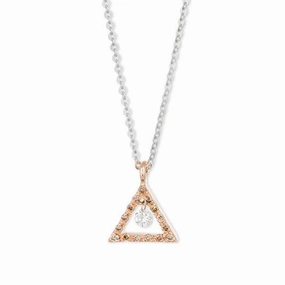Ponte Vecchio Vega 18ct Rose Gold Diamond Triangle Necklace