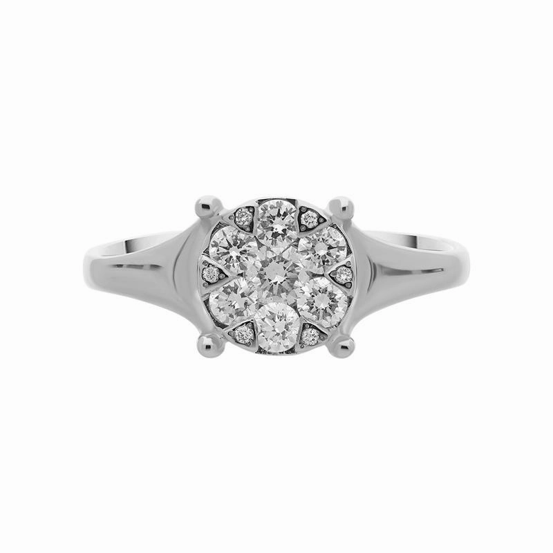 Ponte Vecchio White Gold Diamond Cluster Ring D