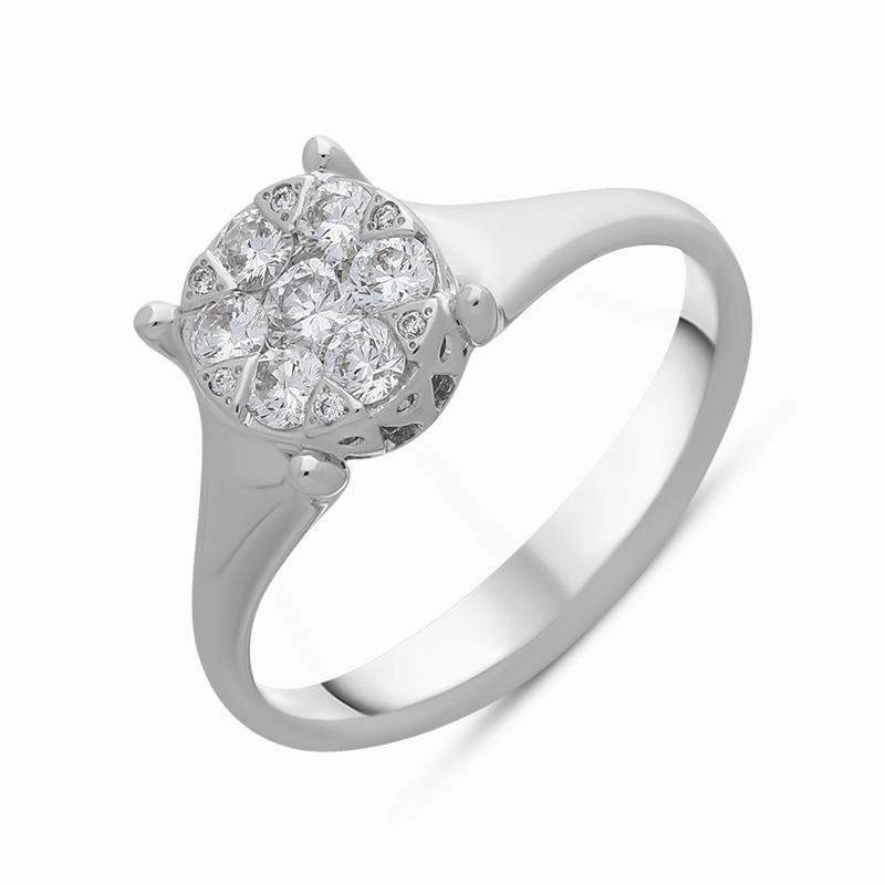 Ponte Vecchio White Gold Diamond Cluster Ring D