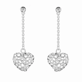 Rachel Galley Amore Sterling Silver Heart Lattice Drop Stud Earrings