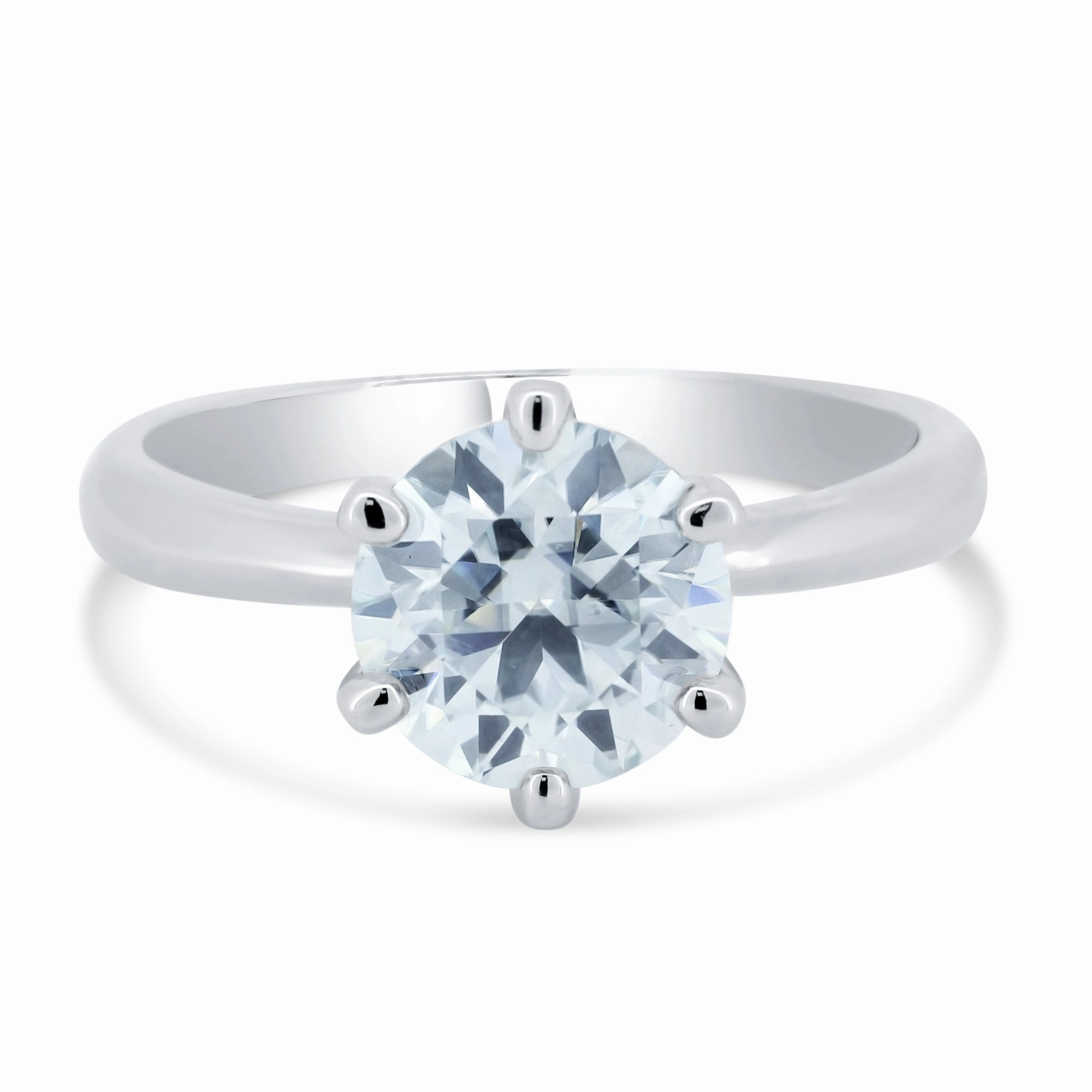 Rhodium Plated 925 Sterling Silver 2 Carat Moissanite Ring - MBGR00002