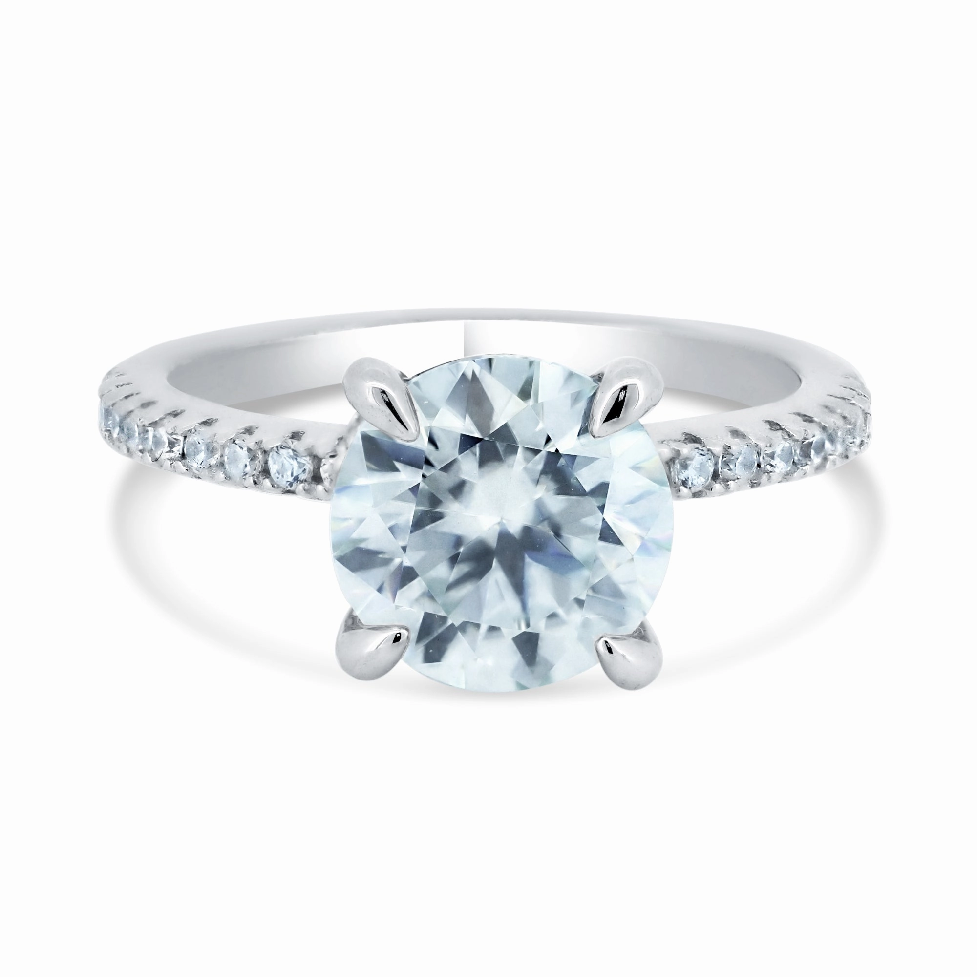 Rhodium Plated 925 Sterling Silver 2 Carat Moissanite Stones Encrusted Statement Ring - MBGR00012
