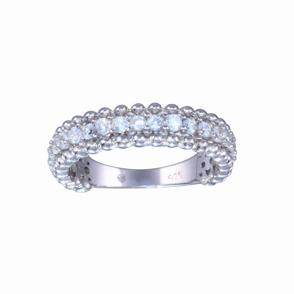 Rhodium Plated 925 Sterling Silver Clear CZ Ring - BGR01318CLR