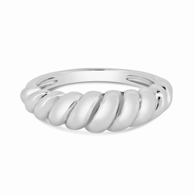 Rhodium Plated 925 Sterling Silver Croissant Design Ring - STR01166RH