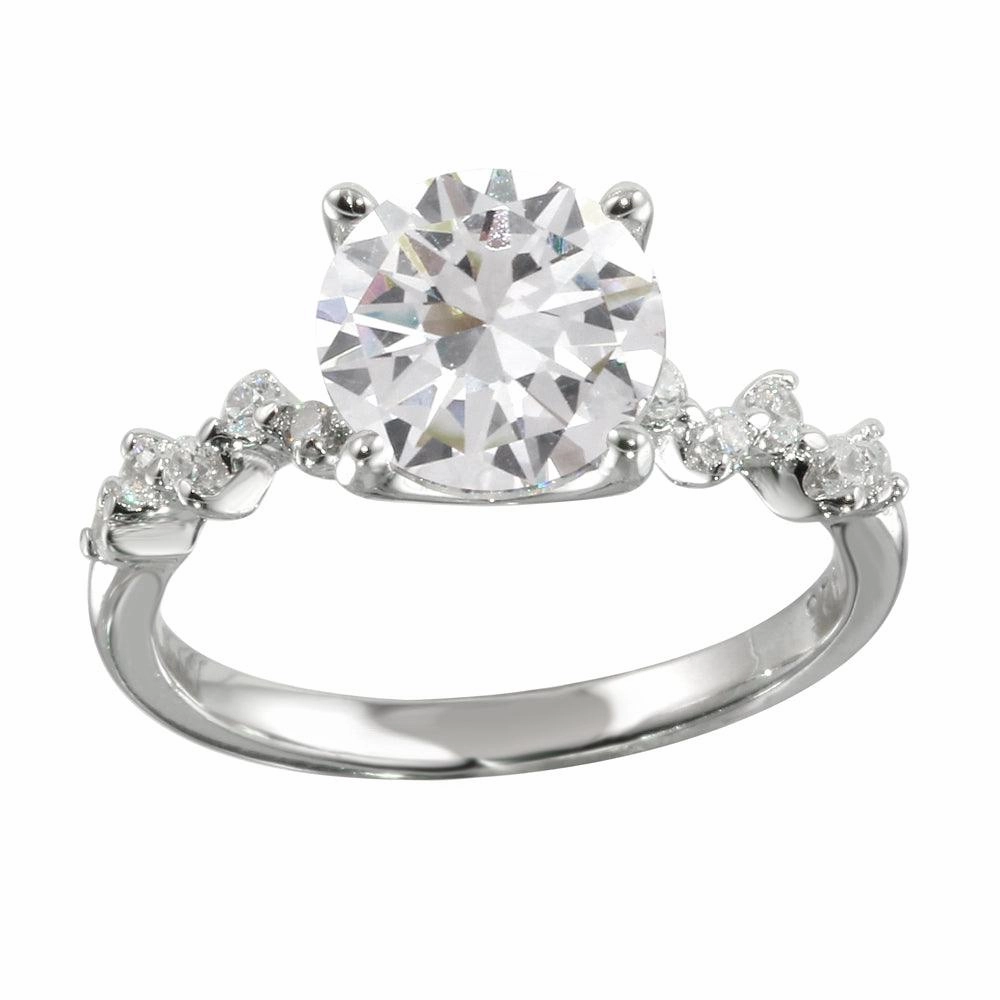 Rhodium Plated 925 Sterling Silver CZ Ring - STR01096