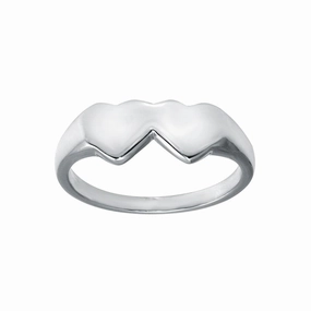 Rhodium Plated 925 Sterling Silver Double Heart Ring - SOR00036