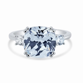 Rhodium Plated 925 Sterling Silver  Engagement CZ Ring - STR01169