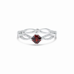 Rhodium Plated 925 Sterling Silver Marquise Red CZ Ring - BGR01362RED