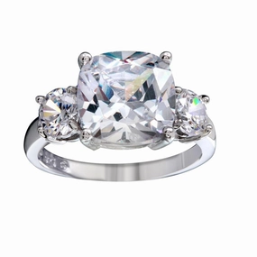 Rhodium Plated 925 Sterling Silver Past Present Future Ring - BGR01220RHD
