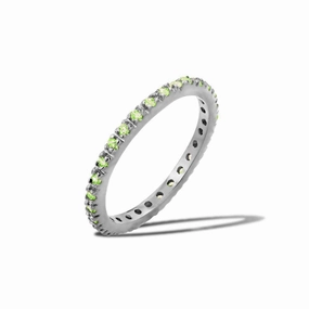 Rhodium Plated 925 Sterling Silver Plated Birthstone Inlay Eternity Ring August - BGR00339AUG
