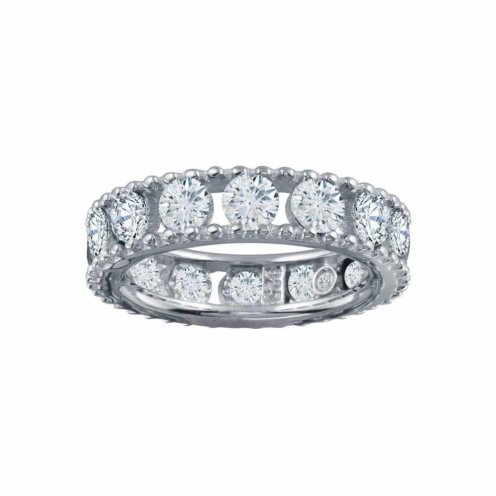 Rhodium Plated 925 Sterling Silver Round CZ Band - BGR01293CLR
