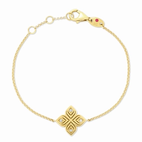 Roberto Coin 18ct Yellow Gold 0.04ct Diamond Arabesque Flower Bracelet