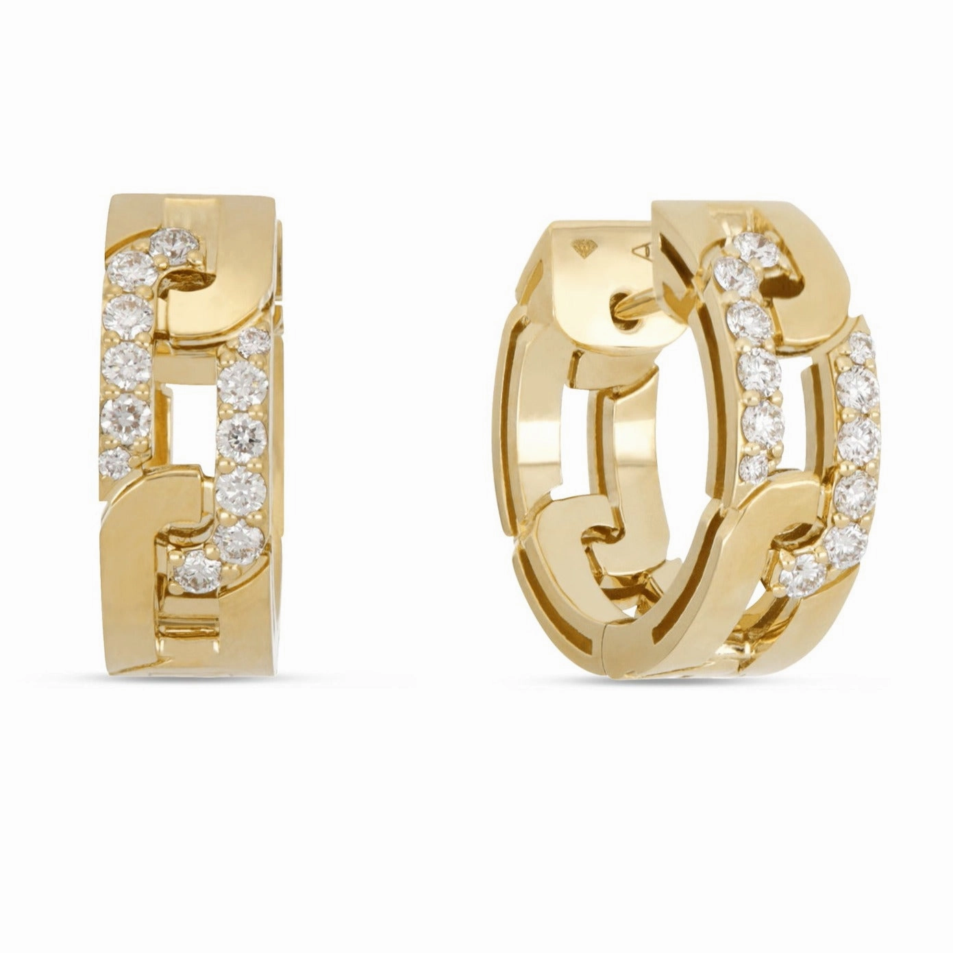 Roberto Coin Navarra 18ct Yellow Gold Diamond Hoop Earrings