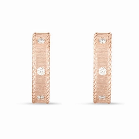 Roberto Coin Princess 18ct Rose Gold Diamond Hoop Earrings D