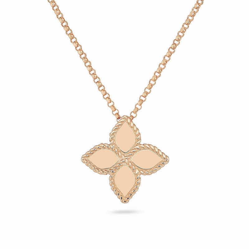 Roberto Coin Princess Flower 18ct Rose Gold Pendant Necklace