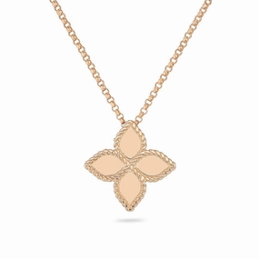 Roberto Coin Princess Flower 18ct Rose Gold Pendant Necklace