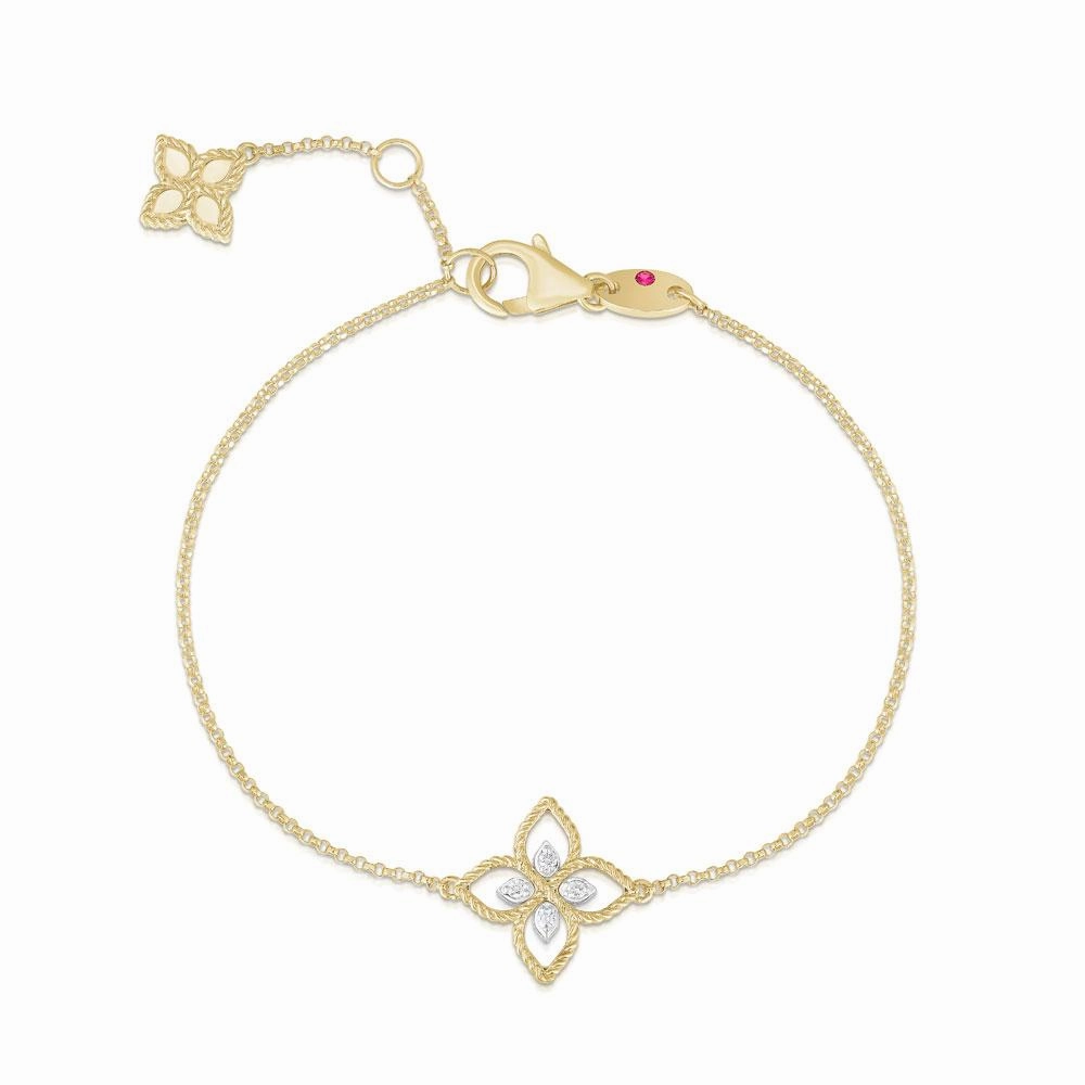Roberto Coin Princess Flower 18ct Yellow Gold Diamond Bracelet